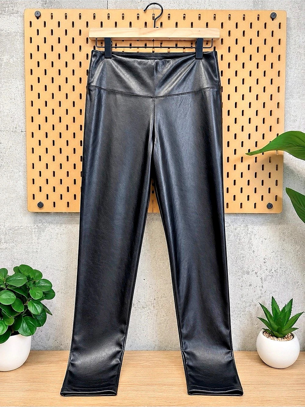 Easel Faux Leather Straight Leg Pants Black Small Like New